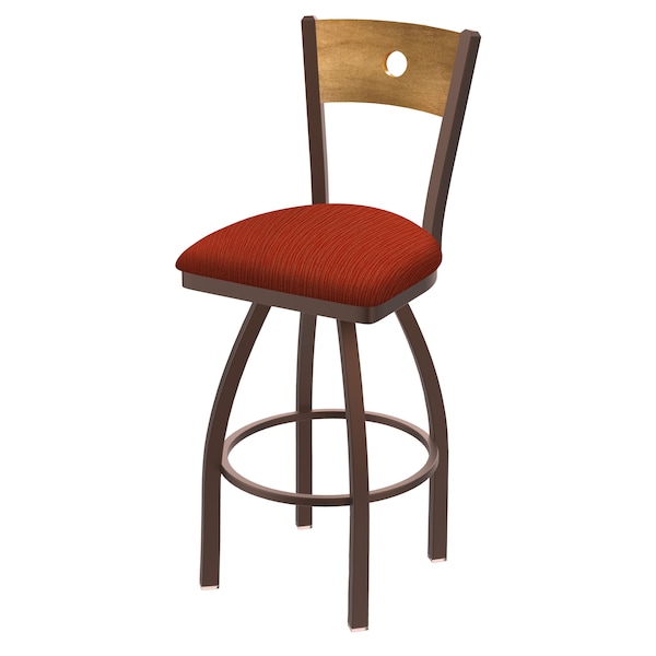 25" Swivel Counter Stool, Bronze Finish, Med Back, Graph Poppy Seat